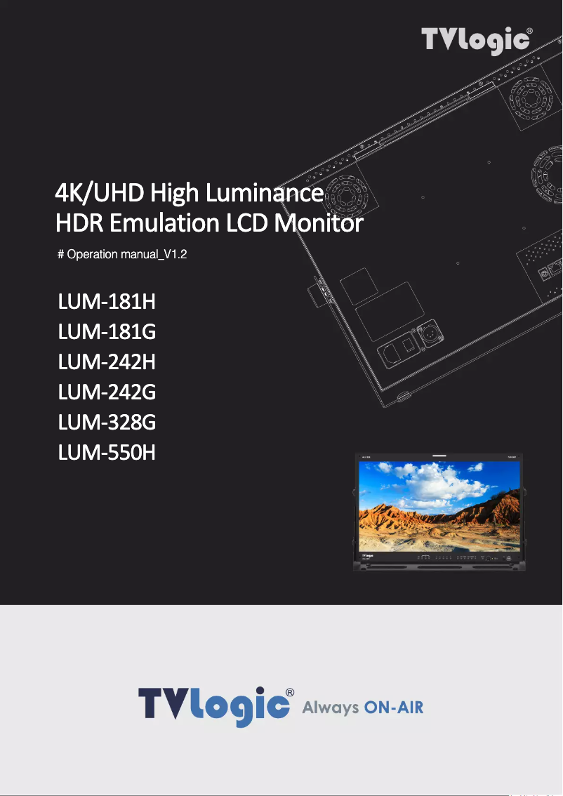 Page n°1 - Manuel utilisateur TVLogic LUM-181G