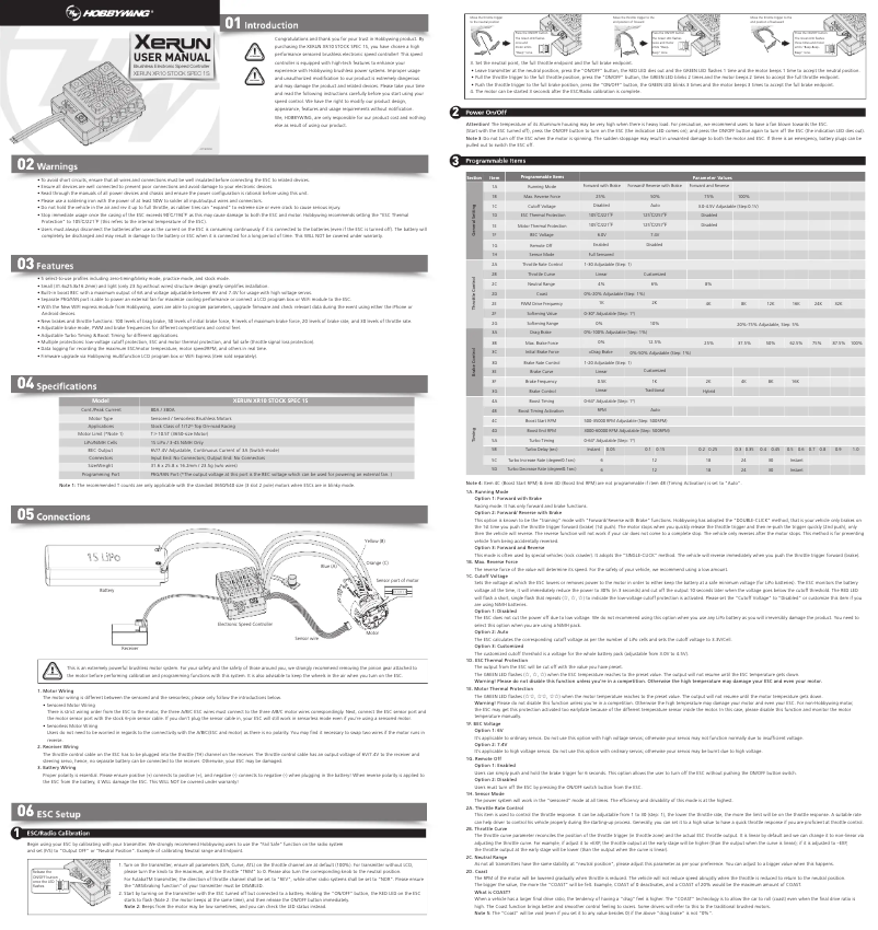 Page 1 de la notice Manuel utilisateur Hobbywing XeRun XR10 Stock Spec 1S