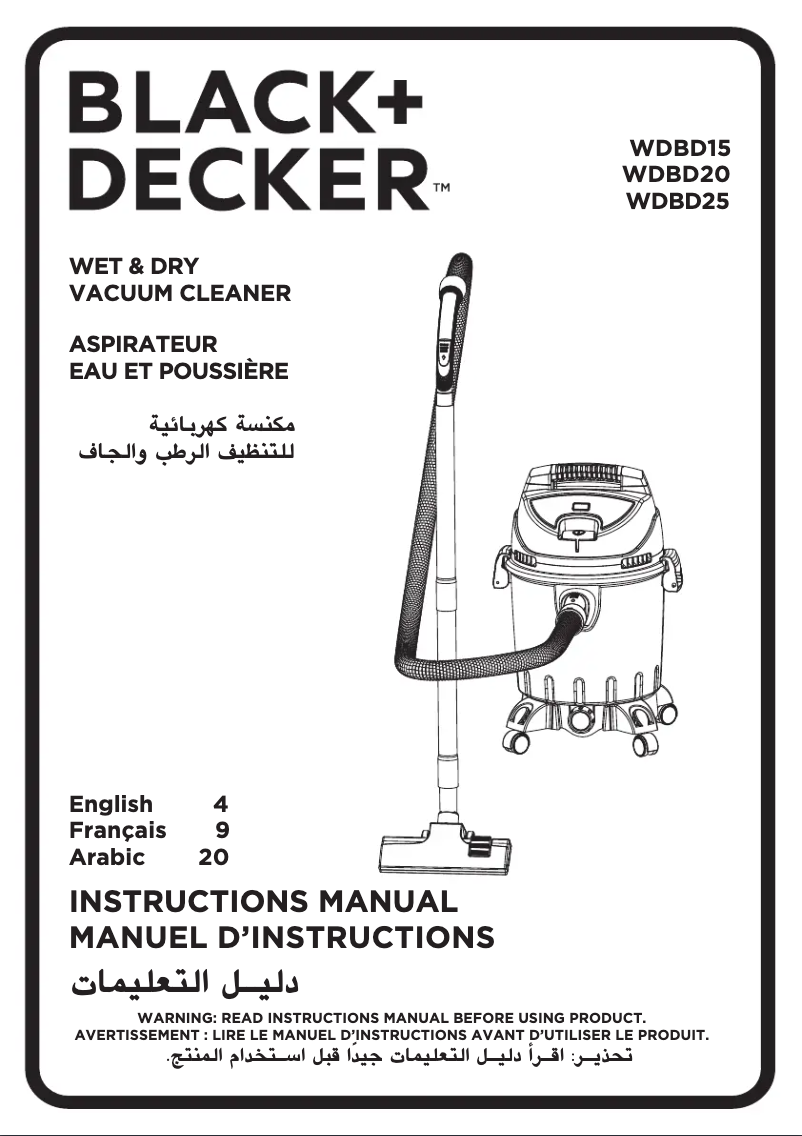Page 1 de la notice Manuel utilisateur Black & Decker WDBD15