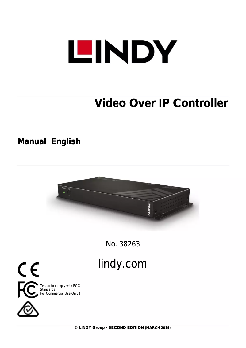 Page 1 de la notice Manuel utilisateur Lindy Video Over IP Controller 38263