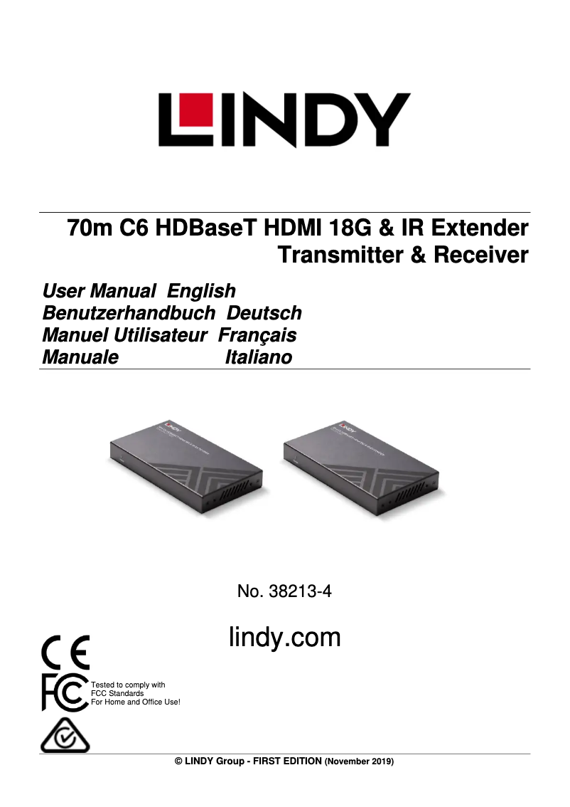 Page 1 de la notice Manuel utilisateur Lindy 38213