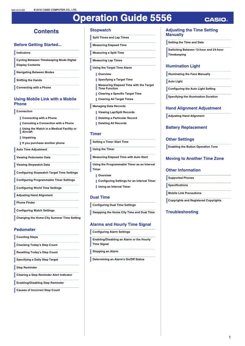 Page 1 de la notice Manuel utilisateur Casio Baby-G BSA-B100AC-5AER