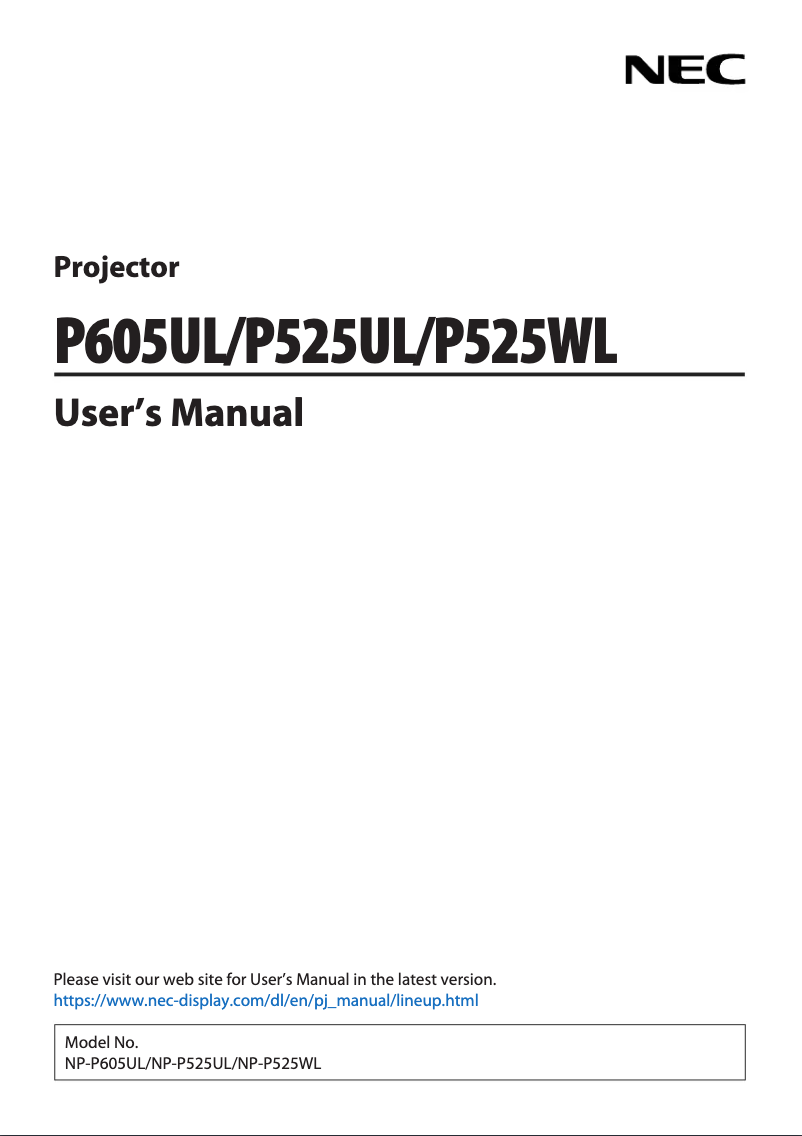 Page 1 de la notice Manuel utilisateur Sharp NP-P525WL