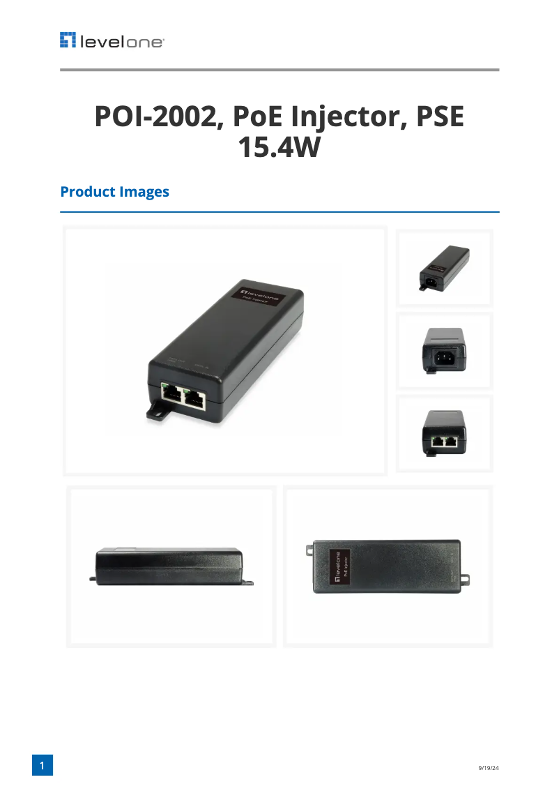 Page 1 de la notice Fiche technique LevelOne POI-2002