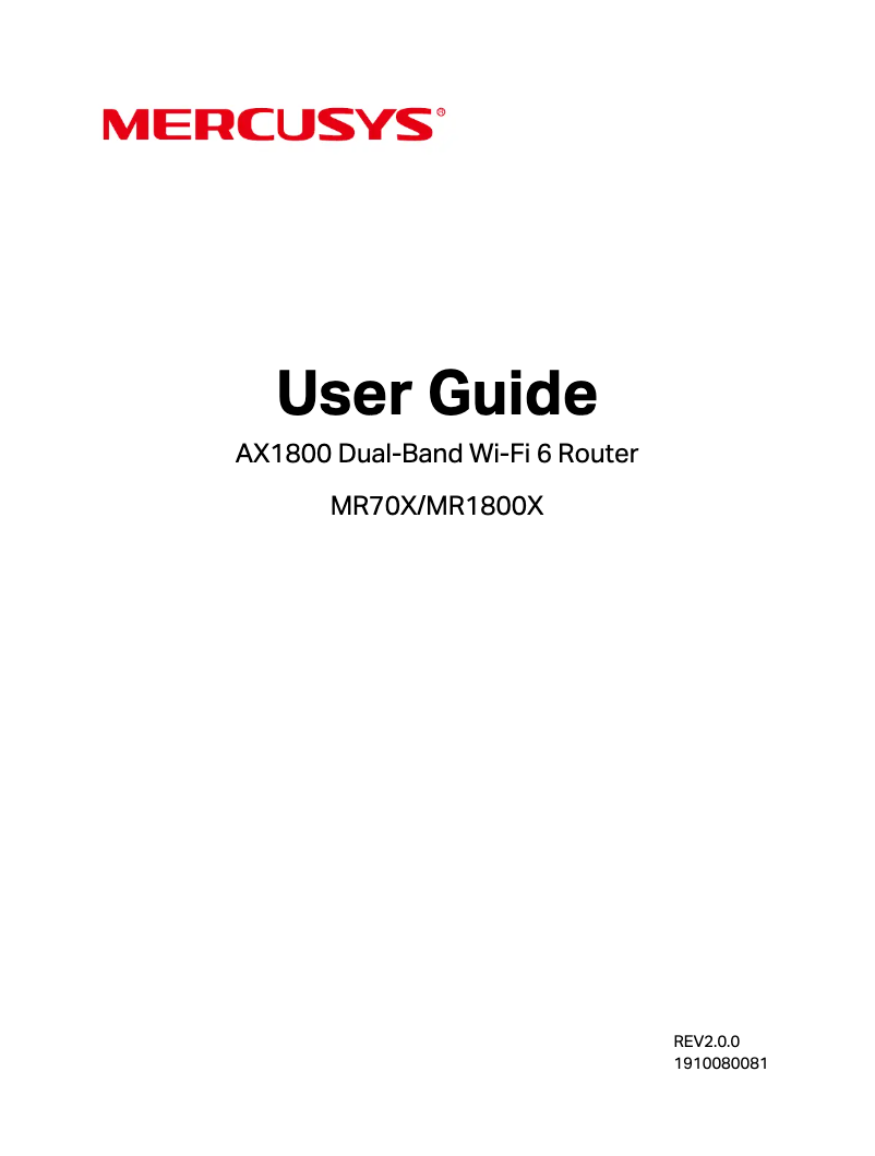 Page n°1 - Manuel utilisateur Mercusys MR1800X