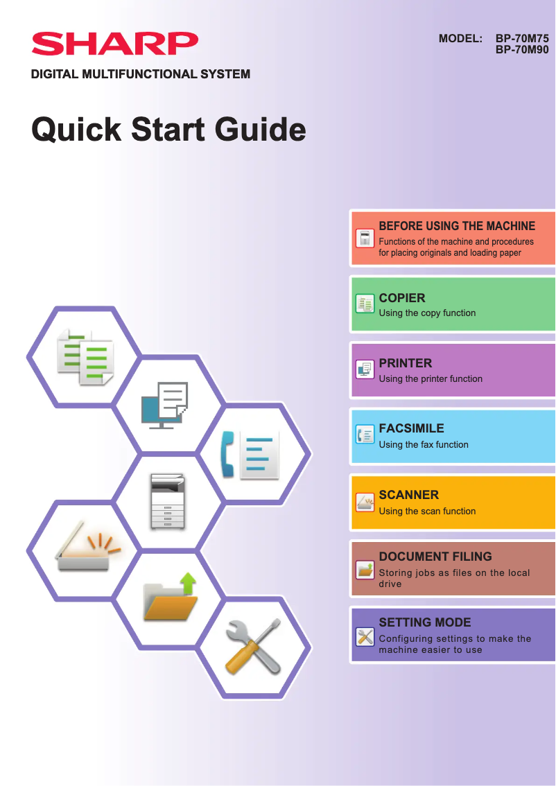 Image de la première page du manuel de l'appareil BP-70M90