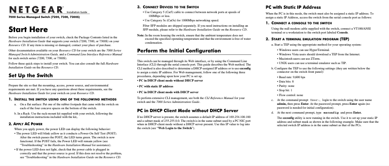 Page n°1 - Guide d'installation Netgear GSM7324