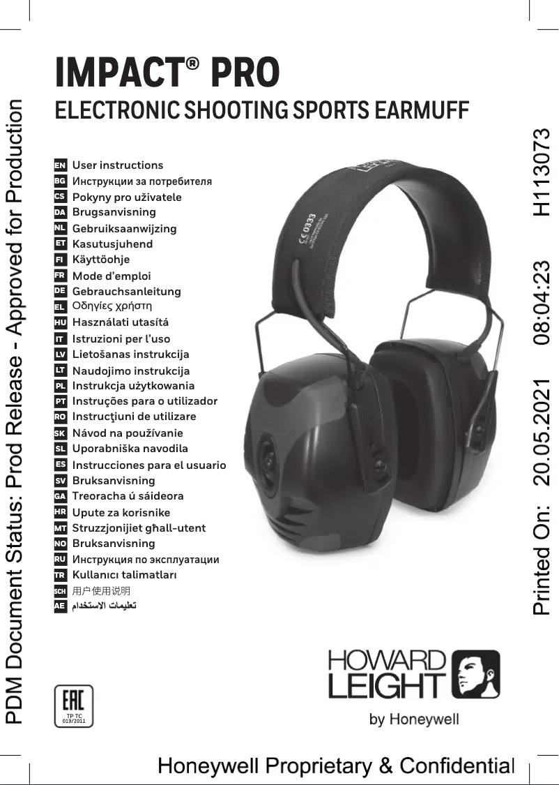 Page n°1 - Manuel utilisateur Howard Leight Impact Pro