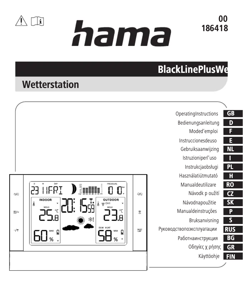 Page 1 of the manual User Manual Hama Black Line Plus 186418