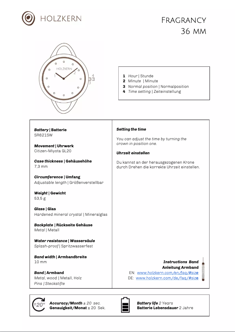 Page 1 de la notice Manuel utilisateur Holzkern Geranie