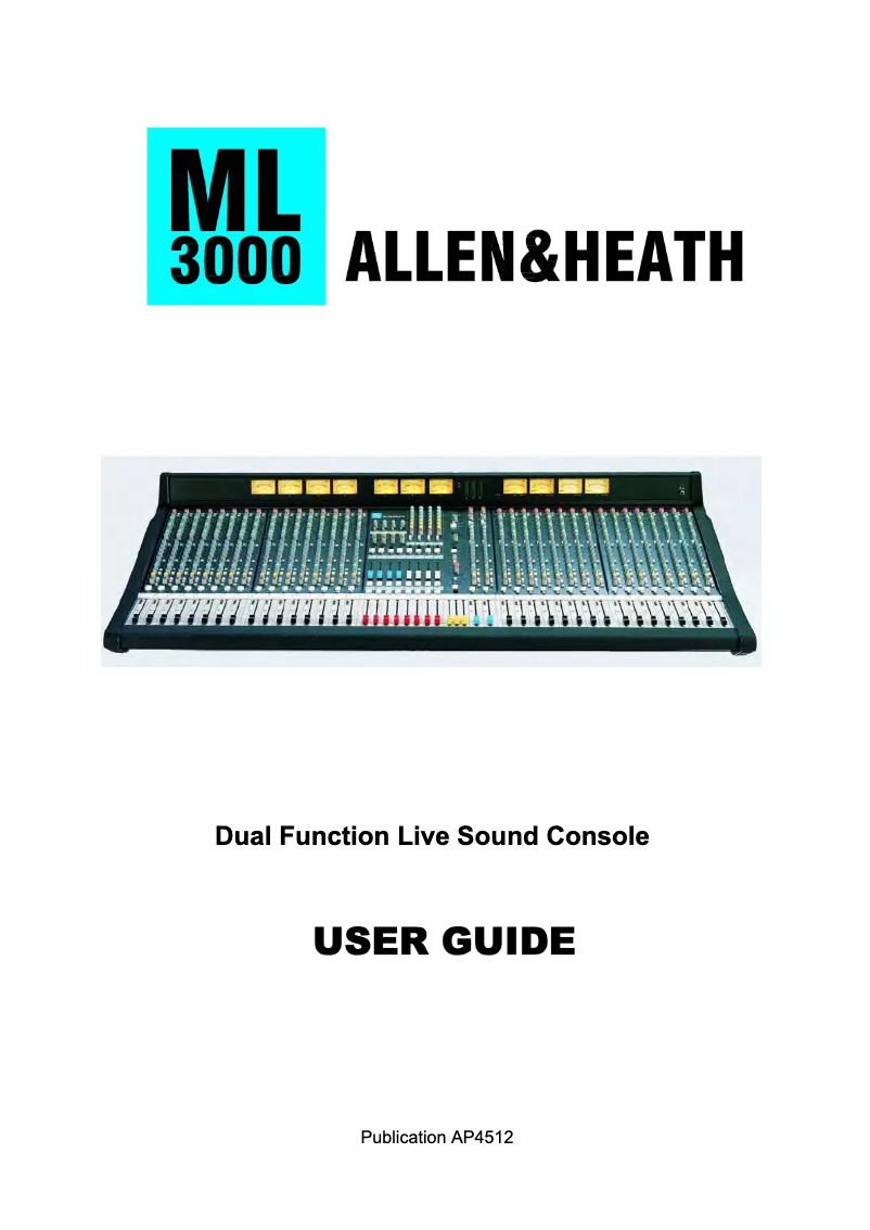 Page n°1 - Manuel utilisateur Allen & Heath ML3000