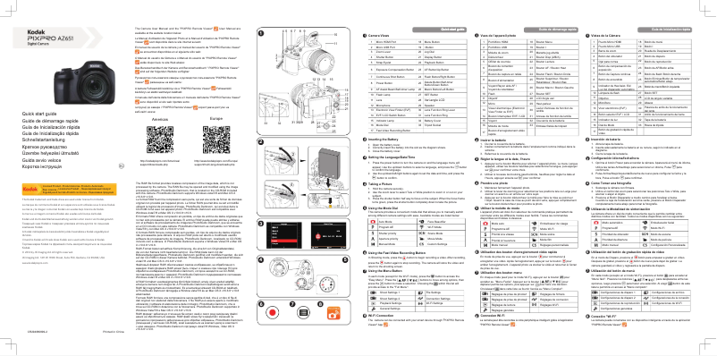 Page 1 de la notice Guide de démarrage rapide Kodak PIXPRO AZ651