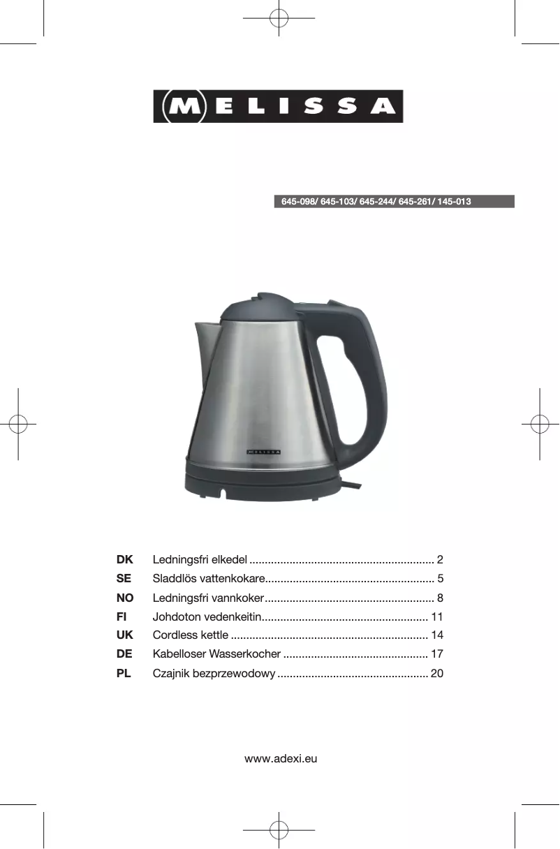 Página 1 del manual Manual de usuario Melissa 645-103