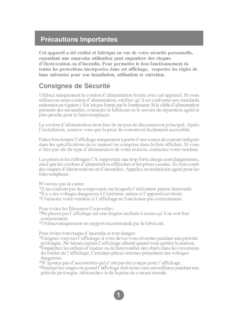 Page 1 de la notice Manuel utilisateur LG 566LM