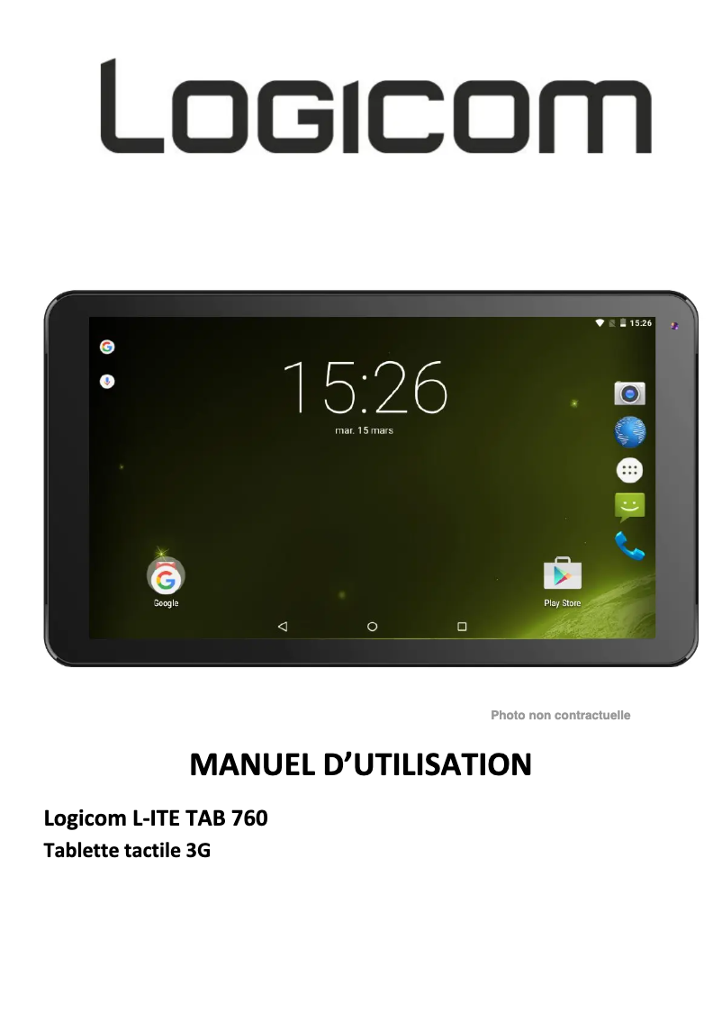 Page n°1 - Manuel utilisateur Logicom L-ite Tab 760