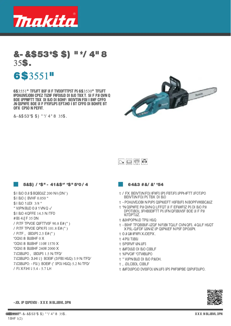 Page n°1 - Fiche technique Makita UC3551A