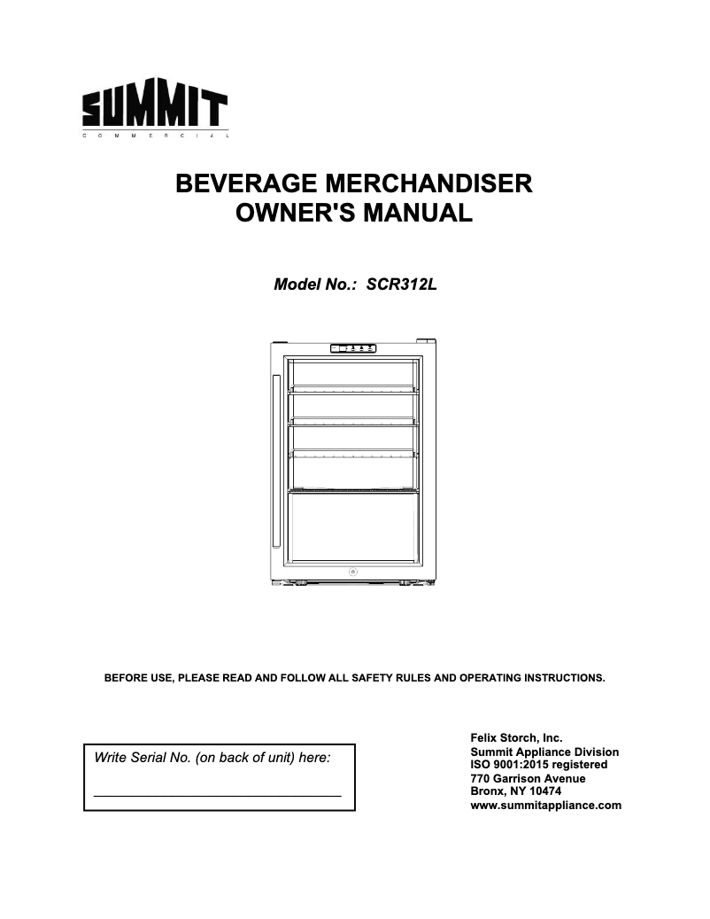Página 1 del manual Guía de instalación Summit SCR312L