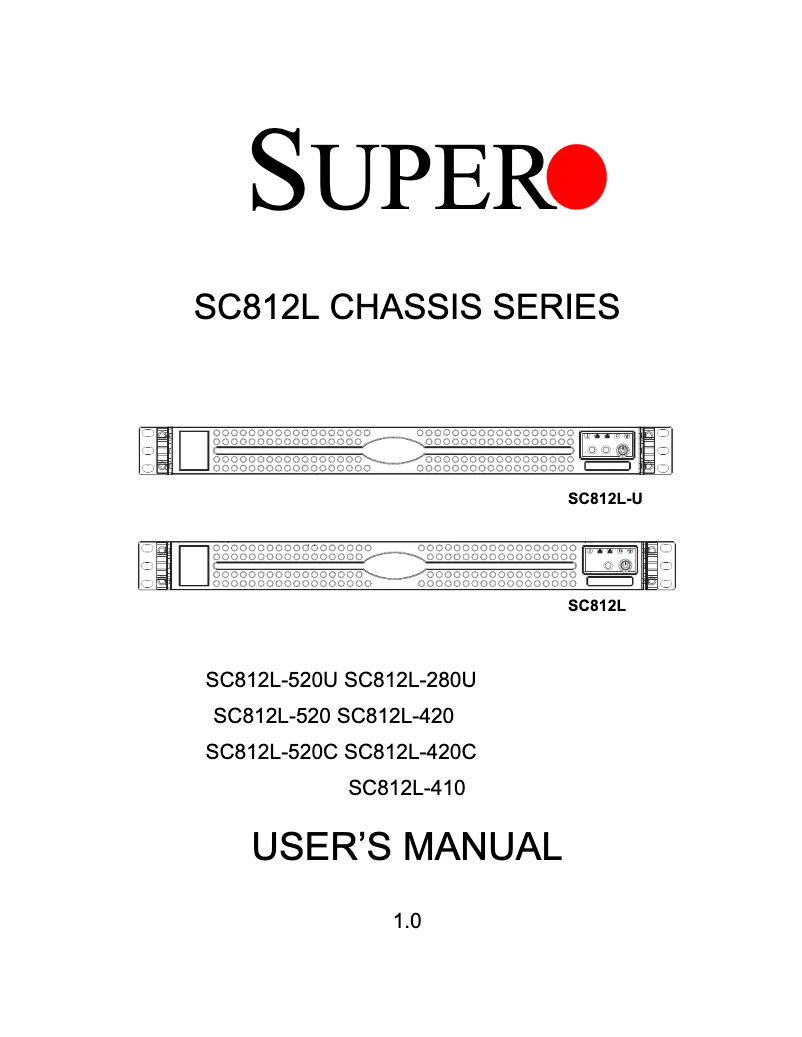 Page 1 de la notice Manuel utilisateur Supermicro SuperChassis SC812L-520B