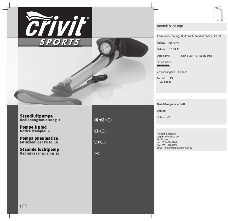 Page n°1 - Manuel utilisateur Crivit IAN 068643