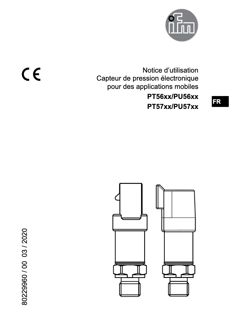 Page 1 de la notice Manuel utilisateur IFM PT5703