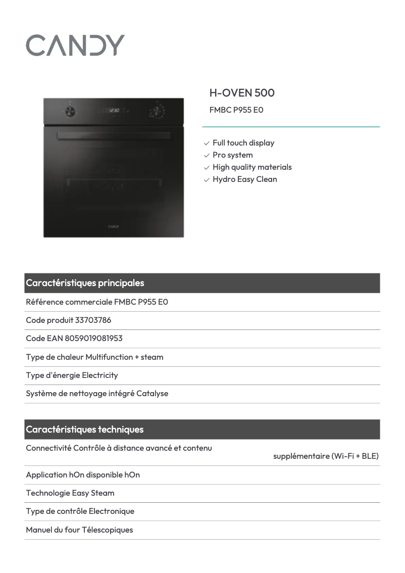 Image de la première page du manuel de l'appareil FMBC P955 E0