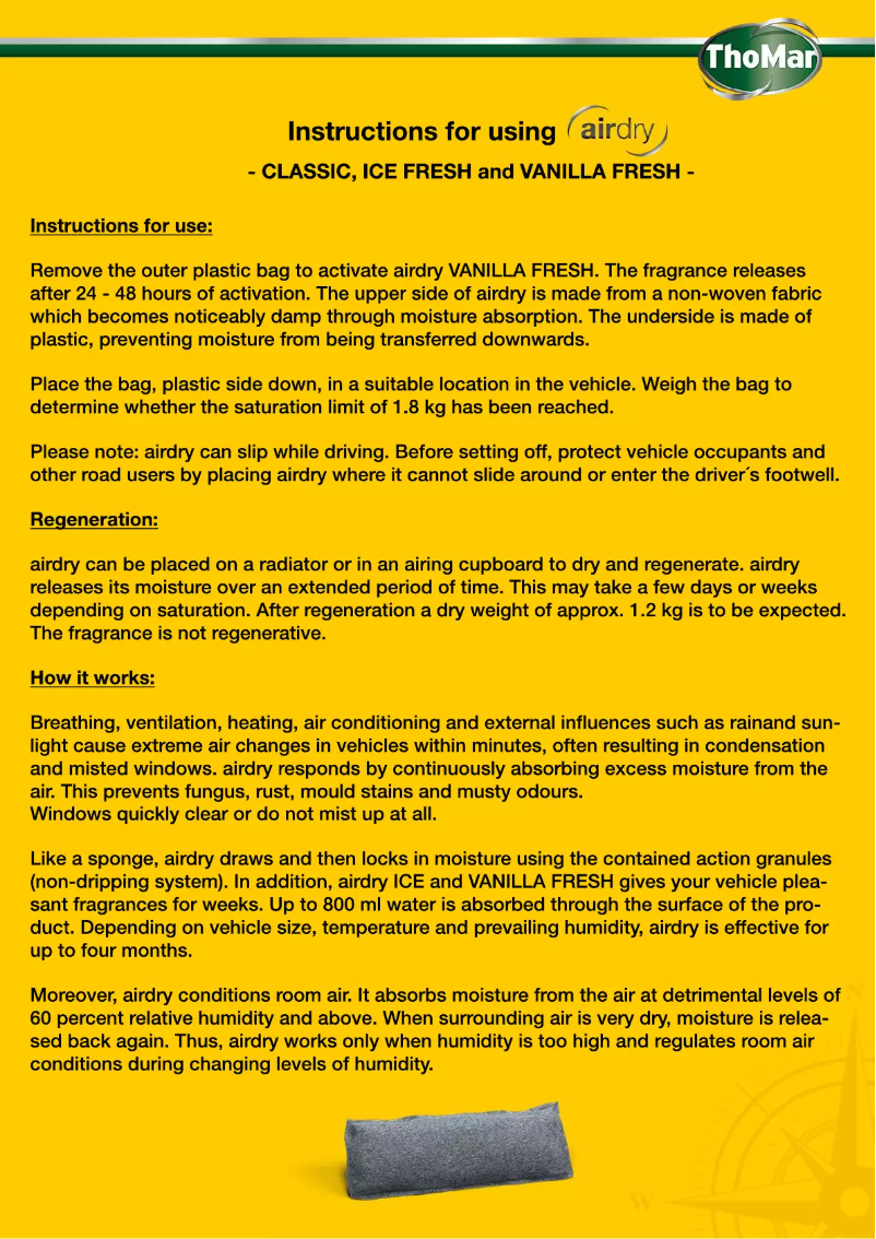 Image de la première page du manuel de l'appareil airdry Classic