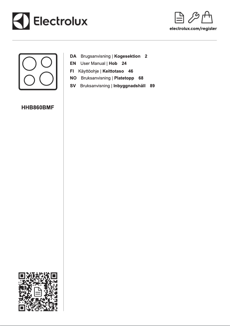 Page 1 de la notice Manuel utilisateur Electrolux HHB860BMF