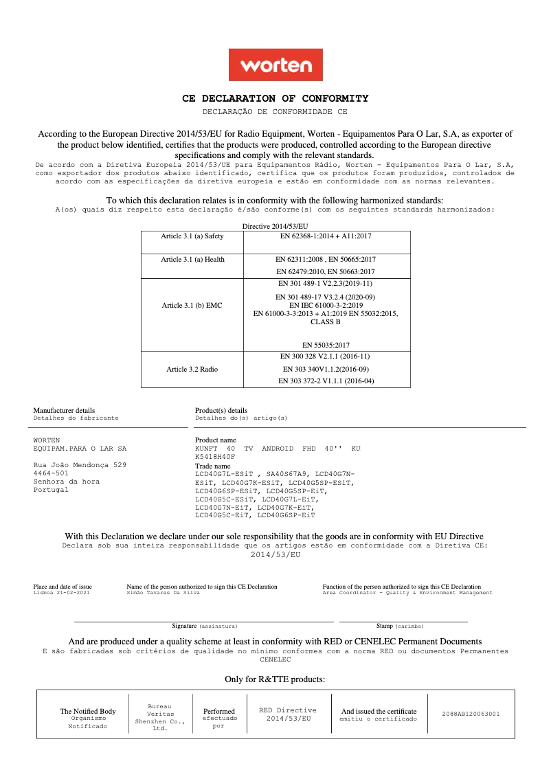 Image de la première page du manuel de l'appareil K5418H40F