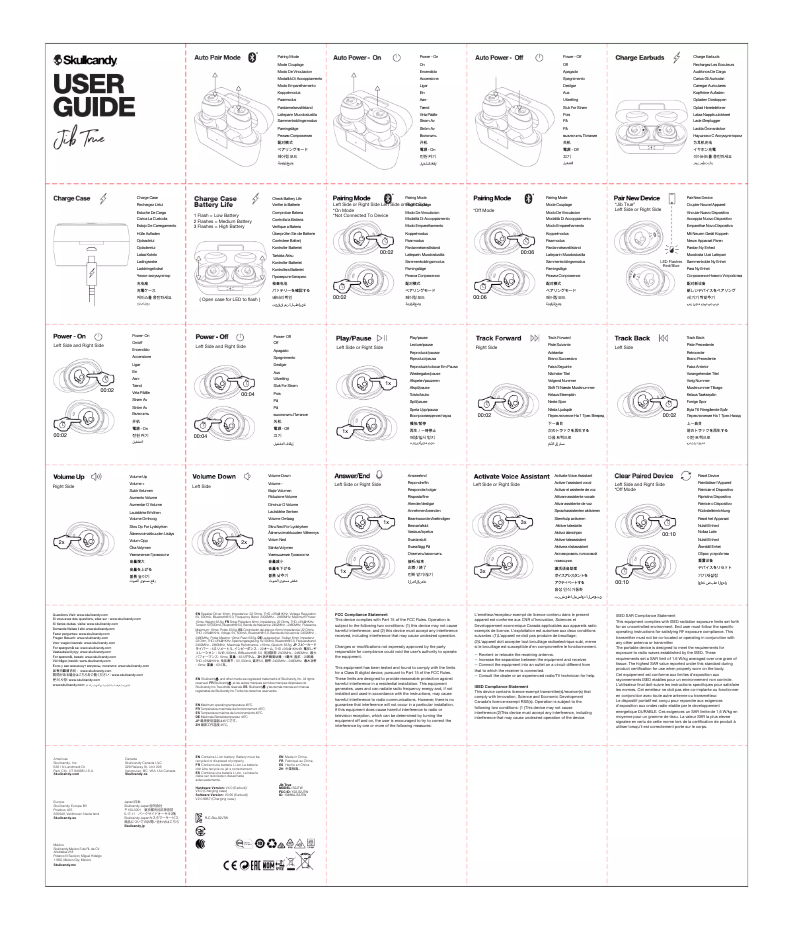 Page 1 de la notice Manuel utilisateur Skullcandy Jib