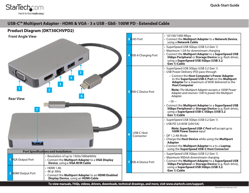 Page n°1 - Manuel utilisateur StarTech.com DKT30CHVPD2