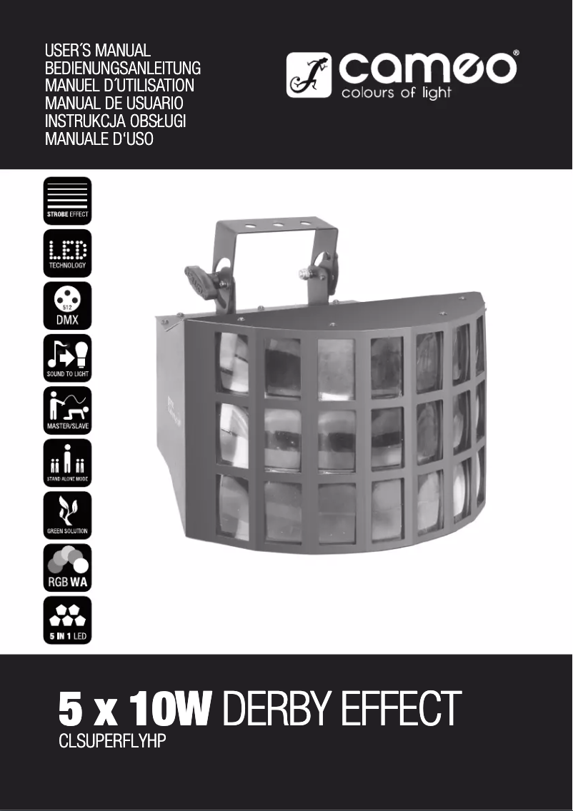 Page 1 de la notice Manuel utilisateur Cameo CLSuperfly HP Derby