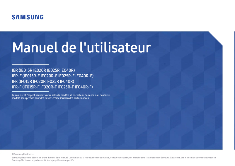 Page 1 de la notice Manuel utilisateur Samsung IF020R-EF