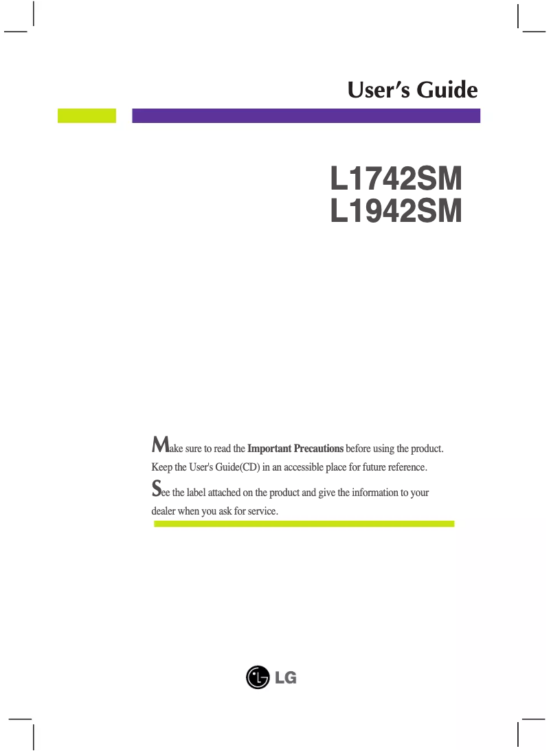 Page 1 de la notice Manuel utilisateur LG L1742SM