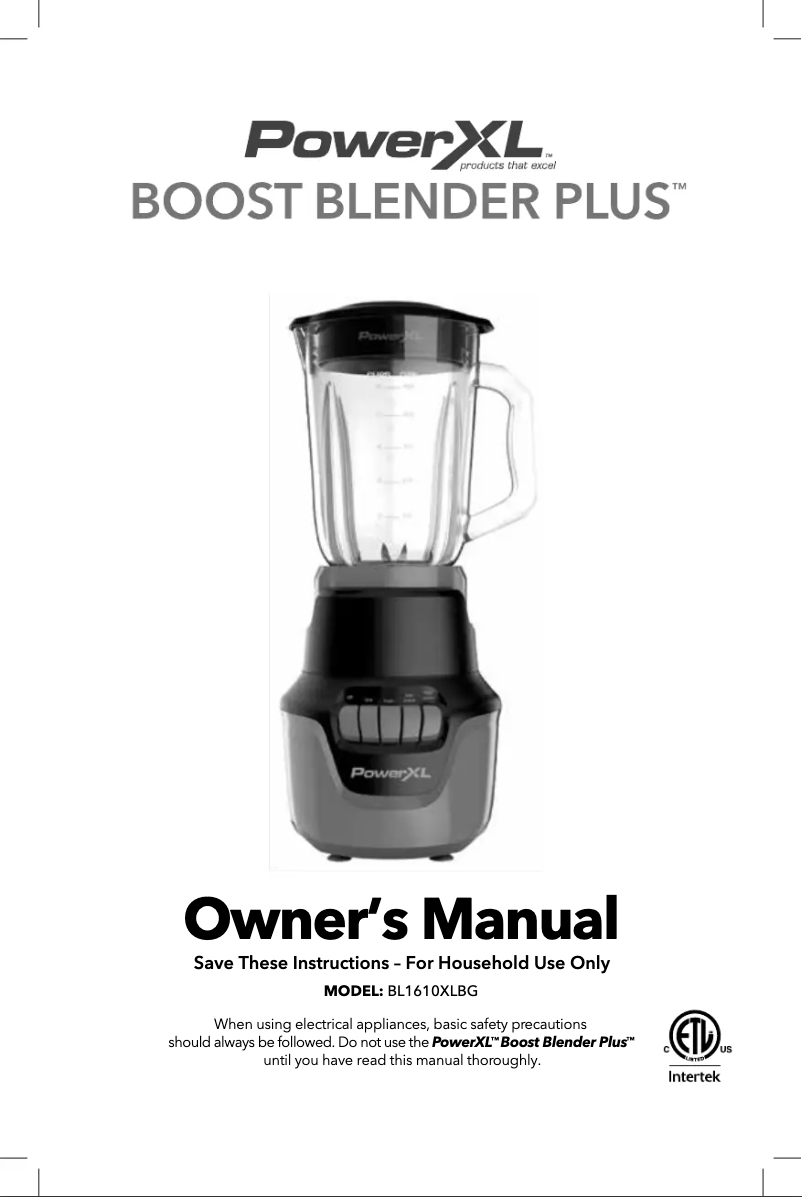 Page n°1 - Manuel utilisateur PowerXL Boost Blender Plus BL1600XLBG