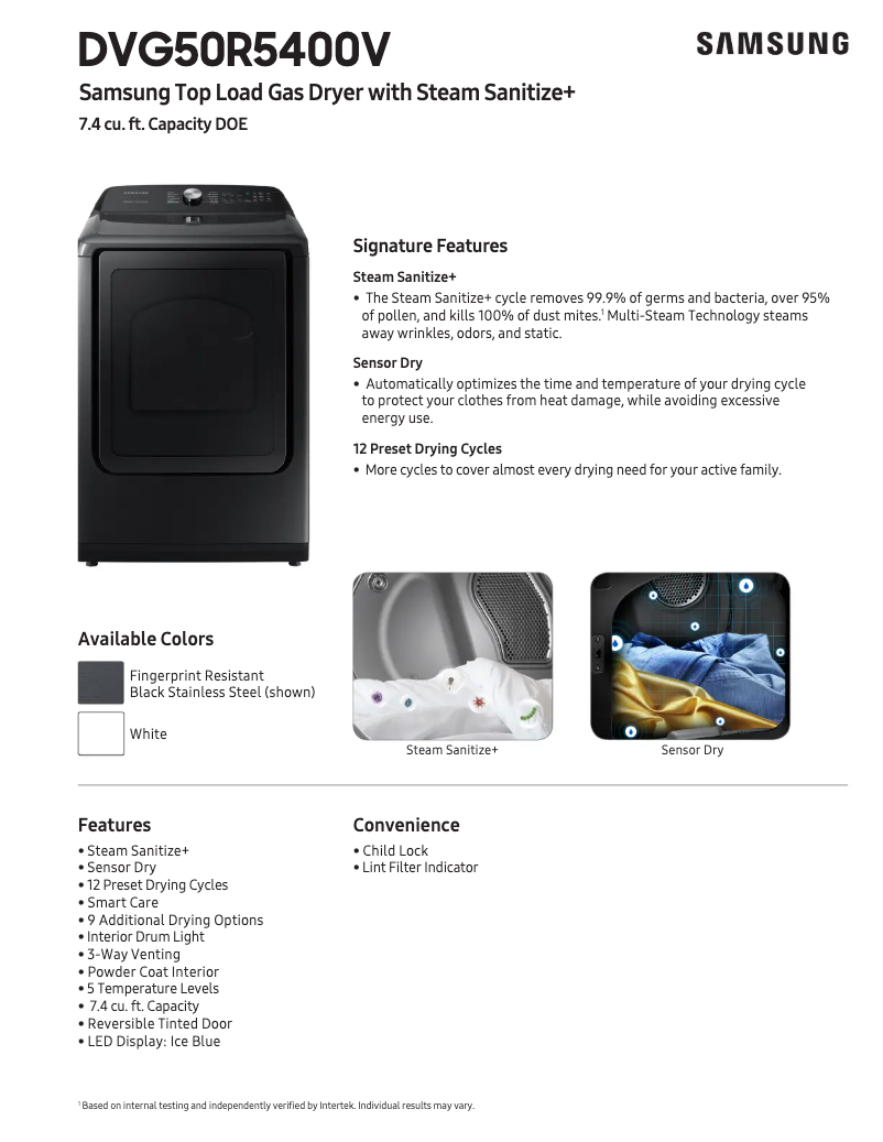 Page n°1 - Fiche technique Samsung DVG50R5400V