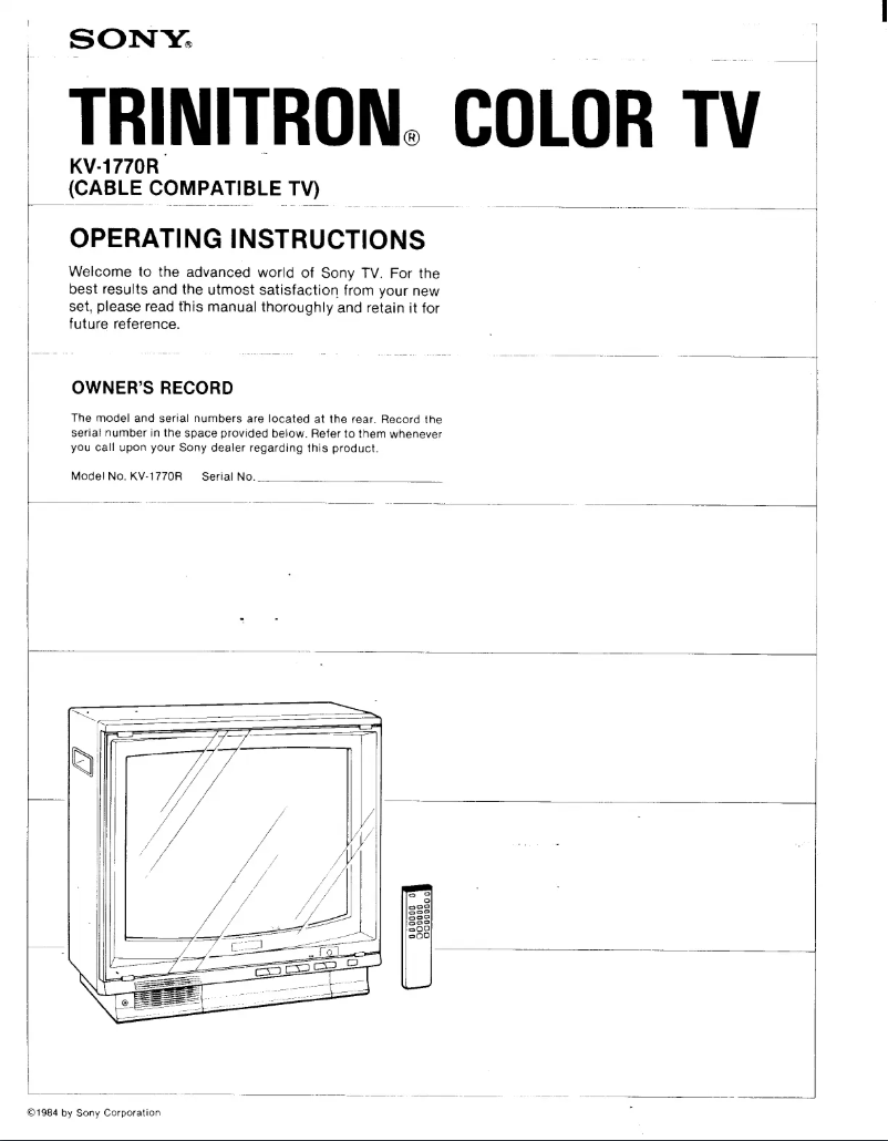 Page 1 de la notice Manuel utilisateur Sony KV-1770R
