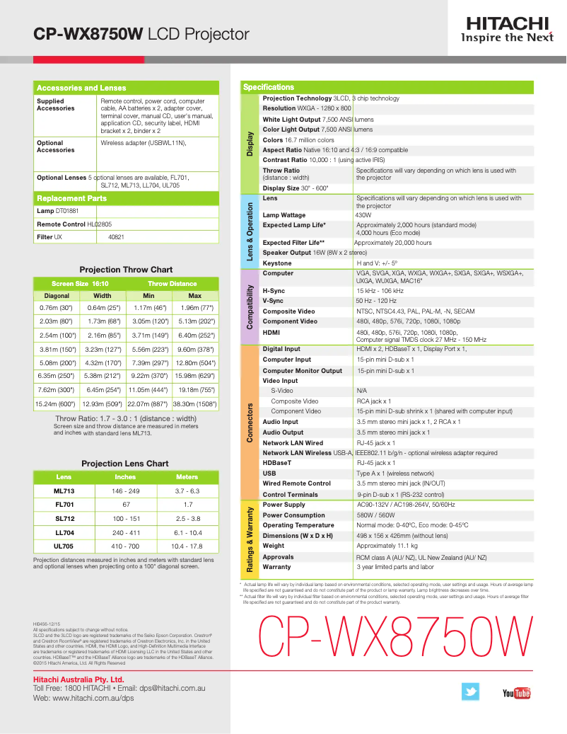 Image de la première page du manuel de l'appareil CP-WX8750W