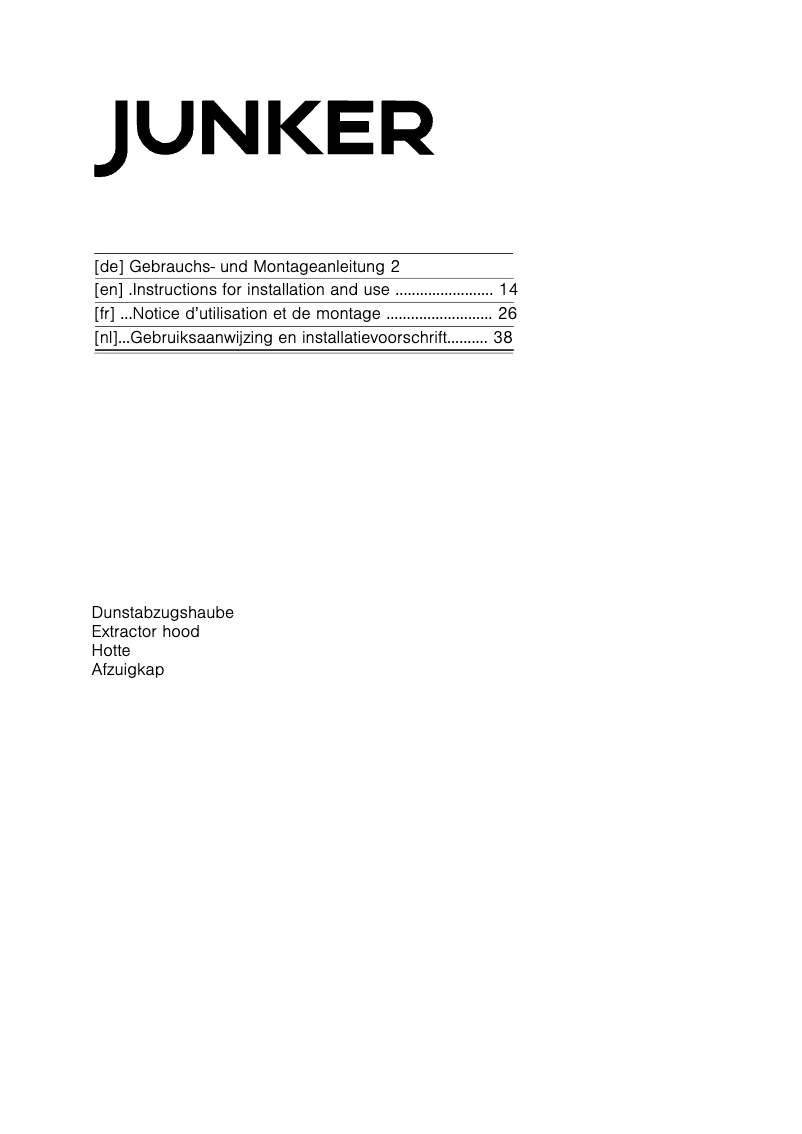 Page n°1 - Manuel utilisateur Junker JD99SW52