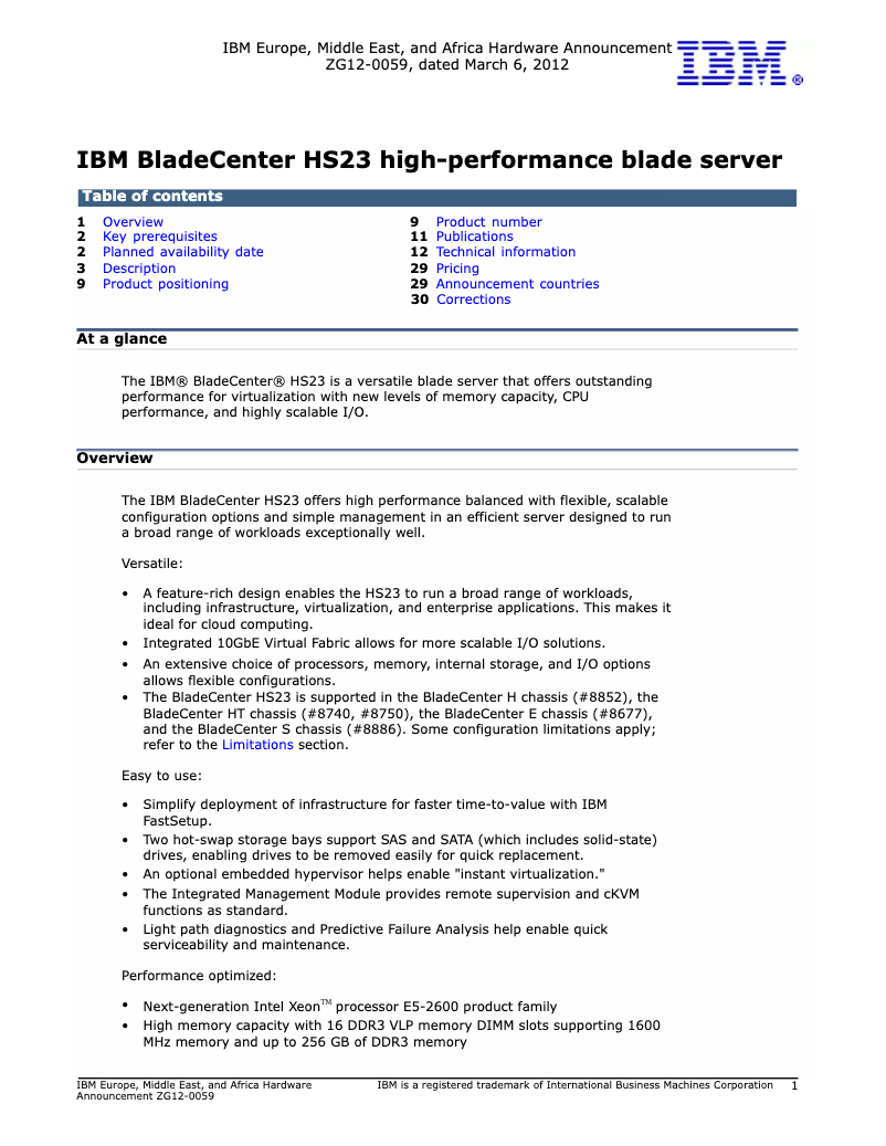 Page 1 de la notice Manuel utilisateur IBM System x HS23