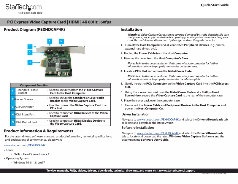 Página 1 del manual Manual de usuario StarTech.com PEXHDCAP4K