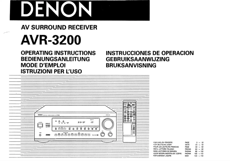 Page 1 de la notice Manuel utilisateur Denon AVR-3200