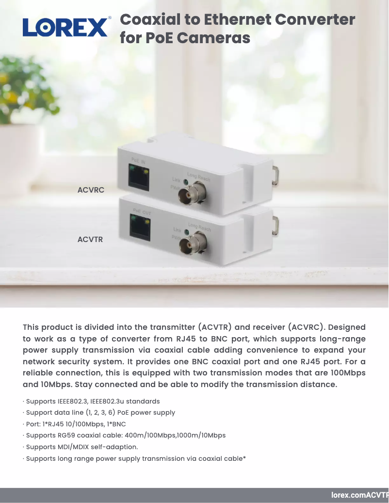 Page n°1 - Fiche technique Lorex ACVRC