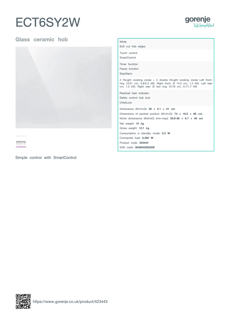 Image de la première page du manuel de l'appareil ECT6SY2W