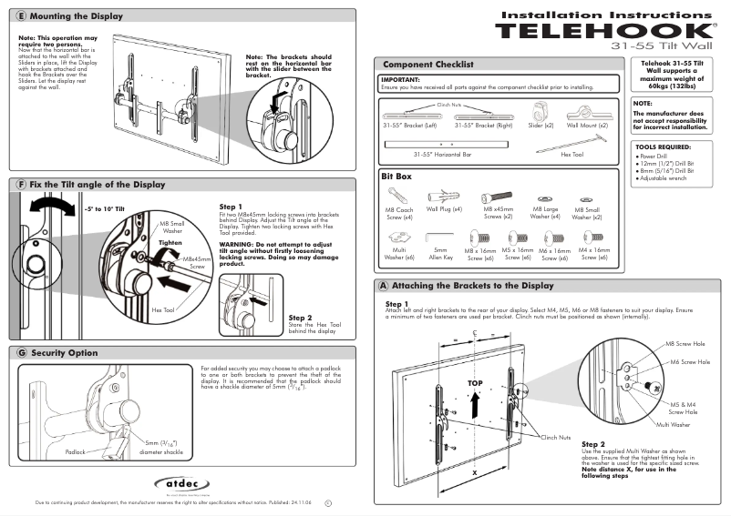 Page n°1 - Manuel utilisateur Atdec TH-31-55-SA-PK