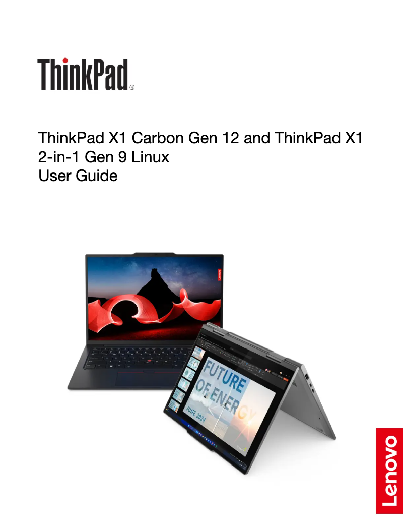Image de la première page du manuel de l'appareil ThinkPad X1 Carbon Gen 12 Linux
