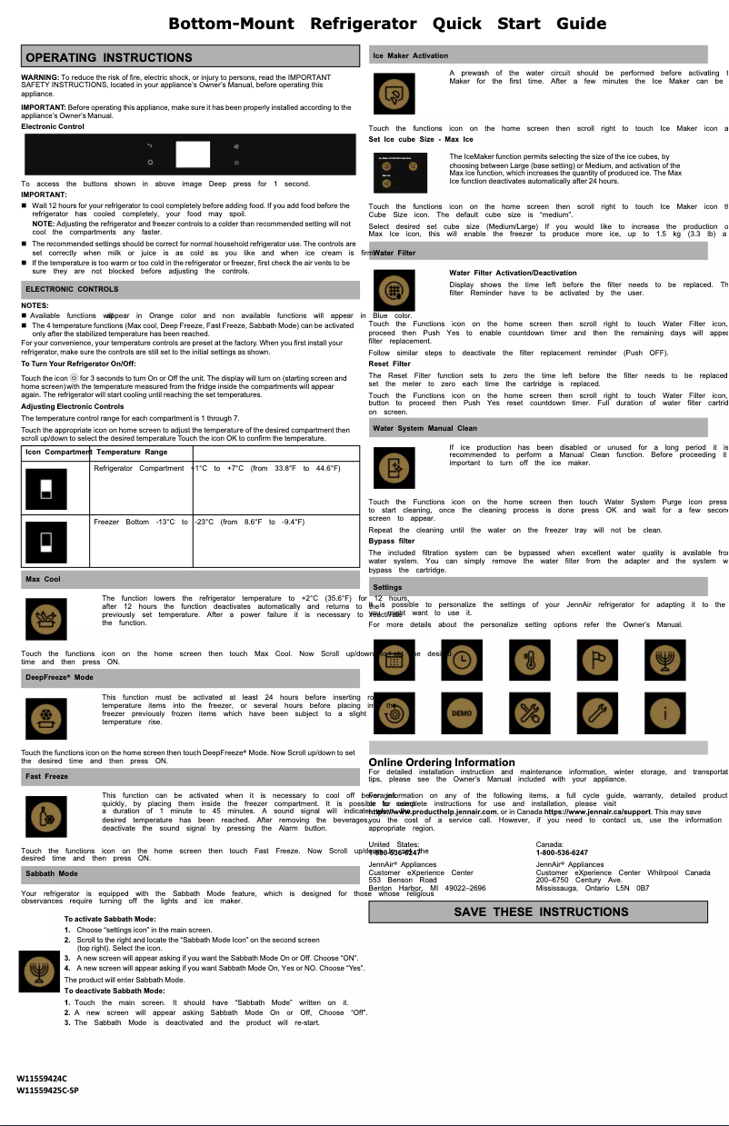 Page n°1 - Guide de démarrage rapide JennAir JBBFL30NMX