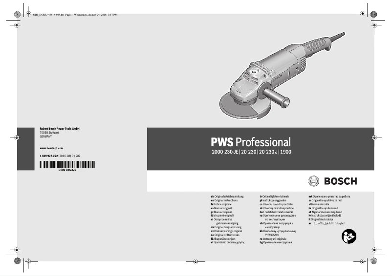 Page n°1 - Manuel utilisateur Bosch PWS 2000-230 JE