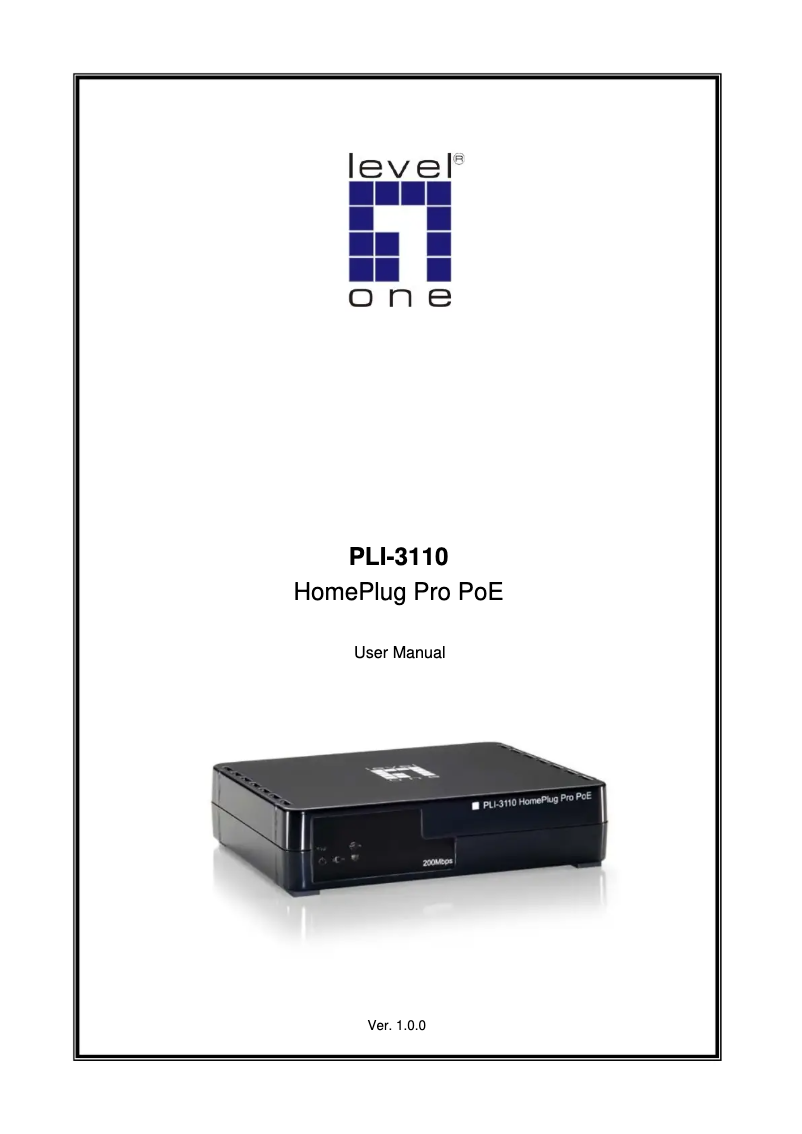 Page n°1 - Manuel utilisateur LevelOne PLI-3110