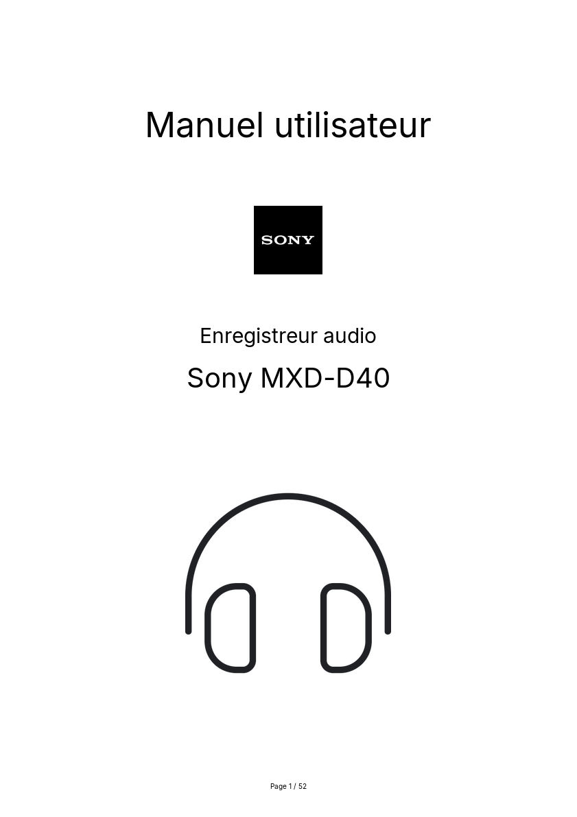 Page n°1 - Manuel utilisateur Sony MXD-D40