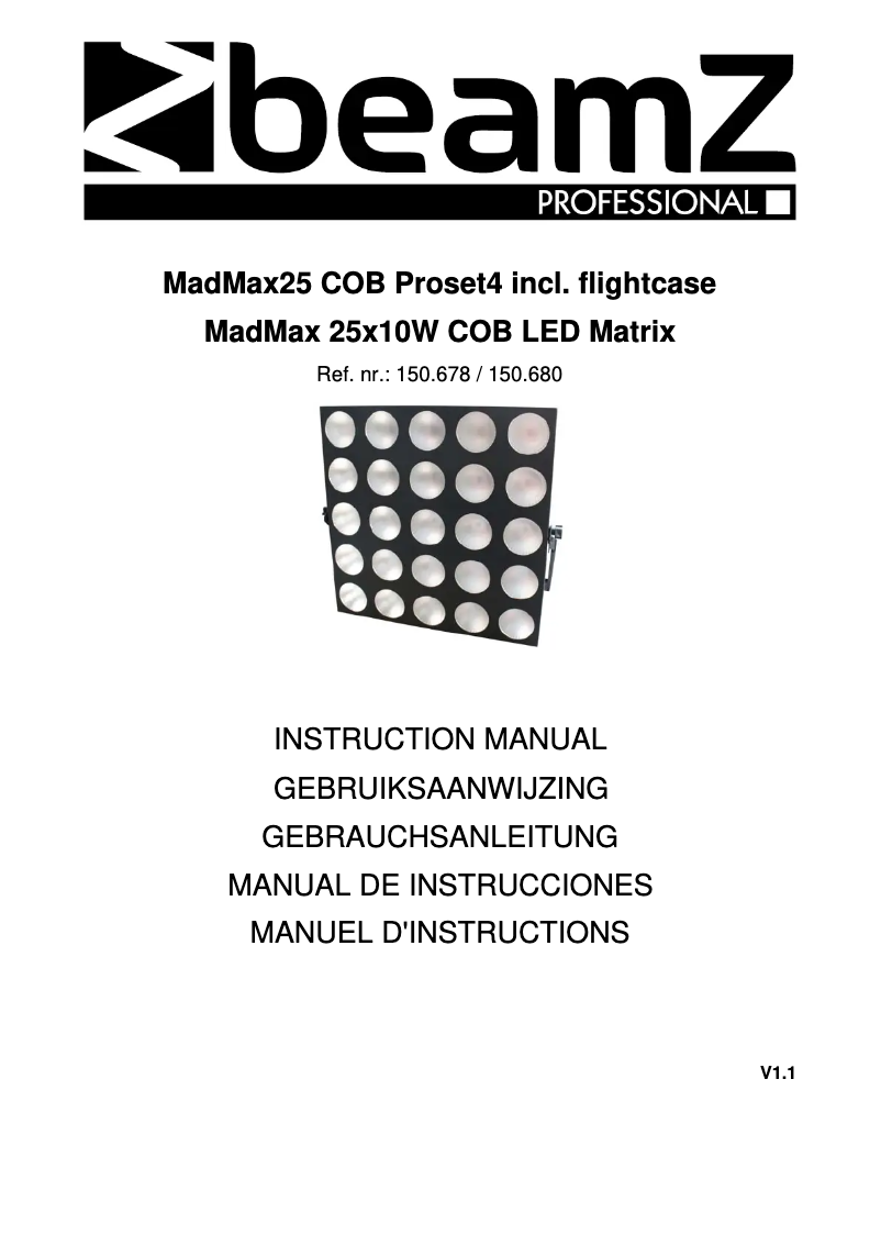 Page 1 de la notice Manuel utilisateur BeamZ MadMax 25 150.678